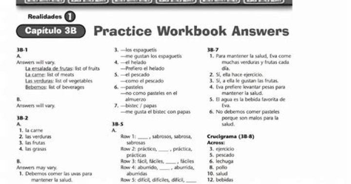 Realidades 2 Capítulo 3A Workbook Answers PDF – Complete Solutions