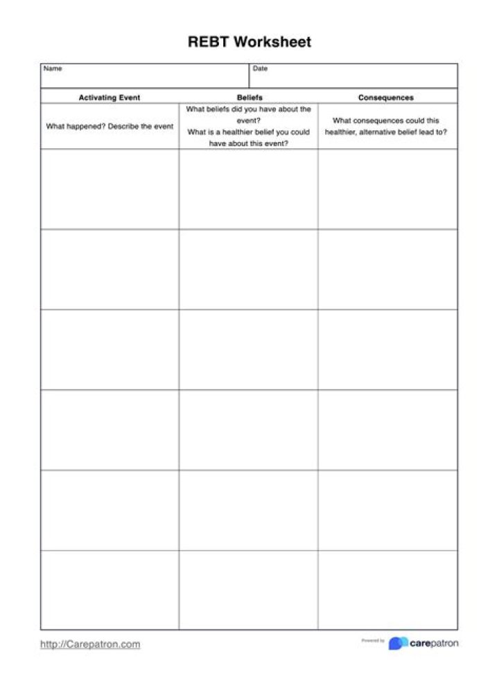 Free REBT Worksheets PDF for Mental Health Therapy