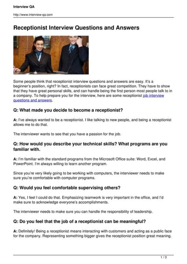 Top Receptionist Interview Questions PDF for Hiring Success
