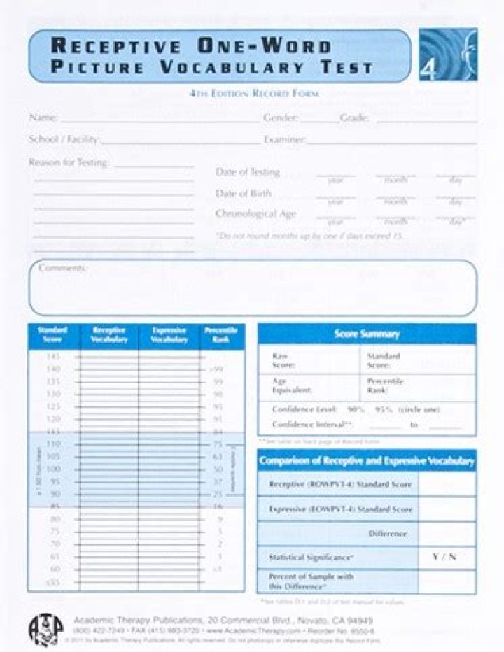Receptive One-Word Picture Vocabulary Test PDF
