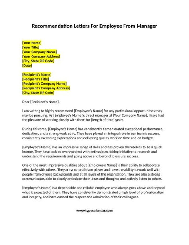 Download Your Manager’s Official Recommendation Letter for Employee (PDF)