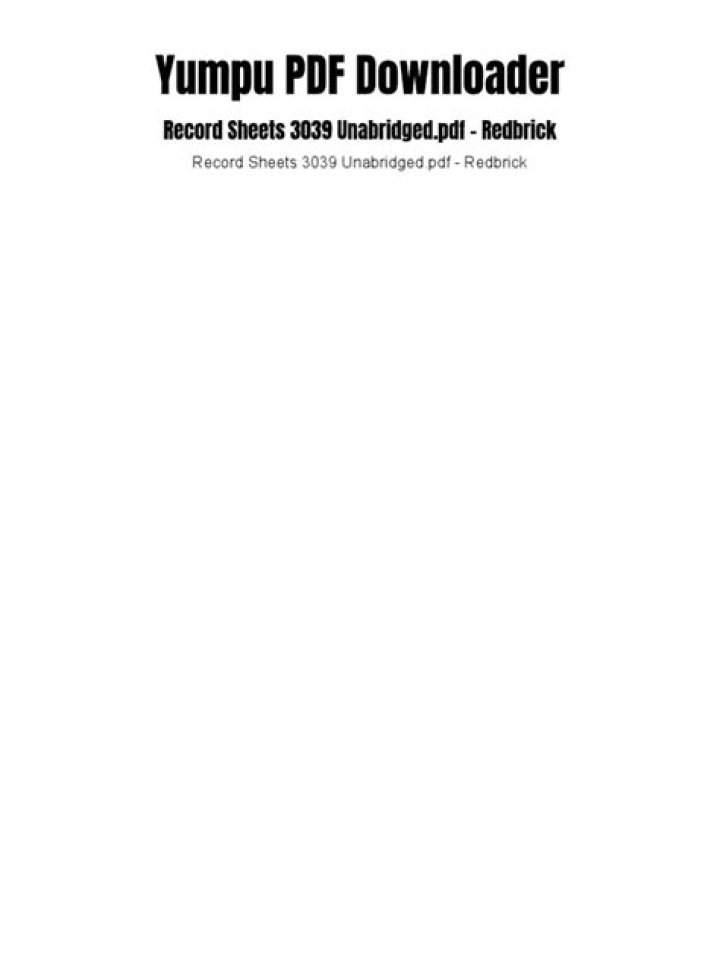 Unabridged Record Sheets 3039 PDF – Complete Official Documentation