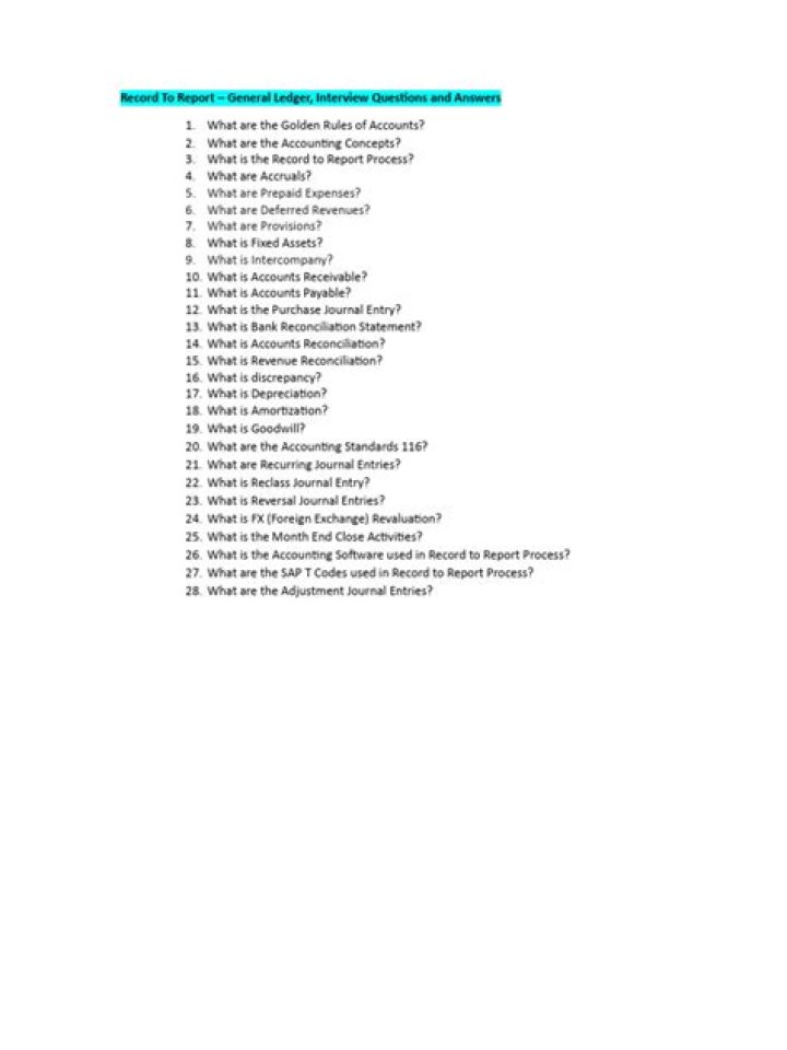Record to Report Interview Questions & Answers PDF Guide