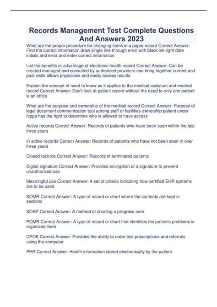 Records Management Questions & Answers PDF: Expert Answers