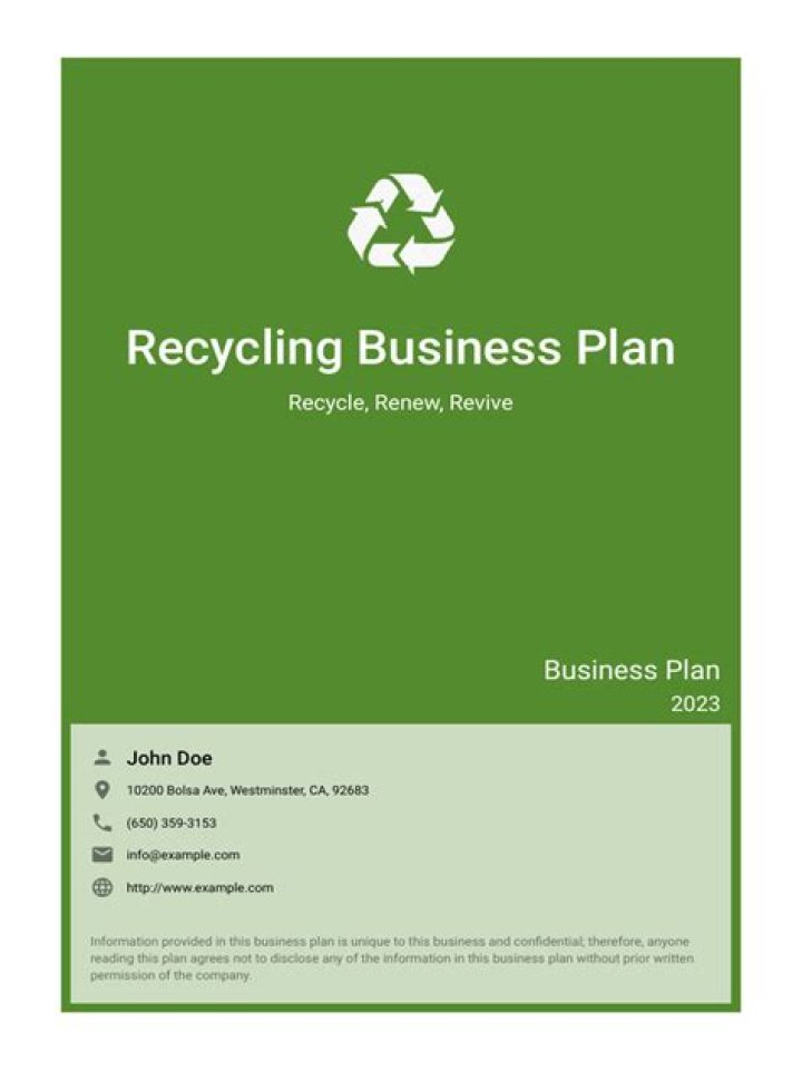 Recycling Company Business Plan PDF: Launch Your Eco-Friendly Venture