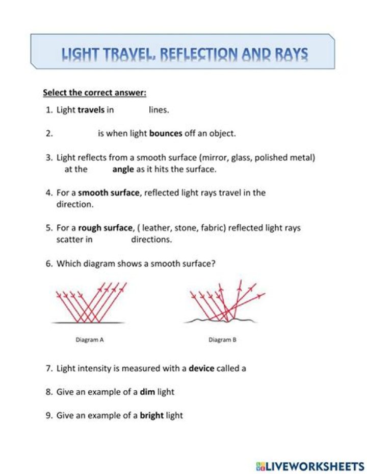 Free Reflection of Light Worksheet with Answers PDF – Instant Download