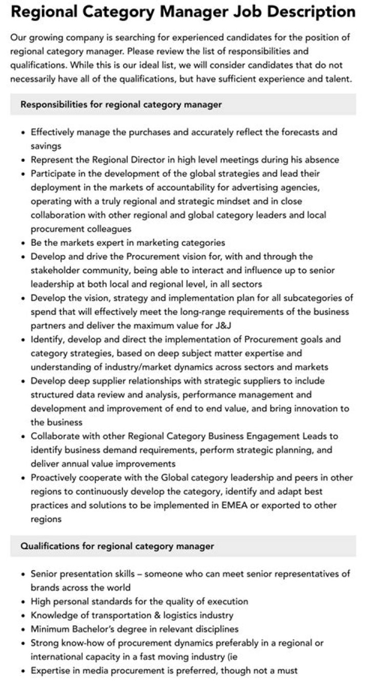Regional Manager Job Description PDF – Full Guide & Template