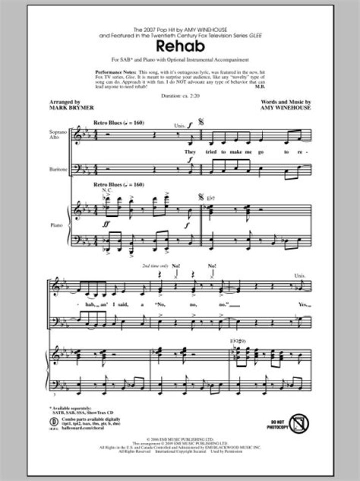 Free Rehab Sheet Music PDF for Free Download