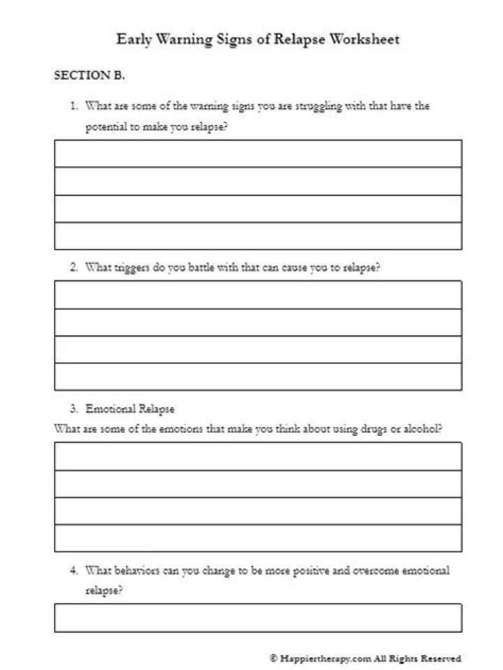 Relapse Warning Signs Worksheet PDF: Recognize Early Warning Signals