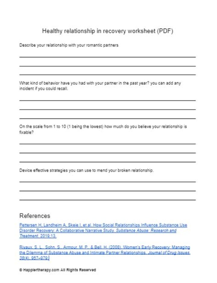 Free Relationships in Recovery Worksheets PDF to Strengthen Your Healing Journey