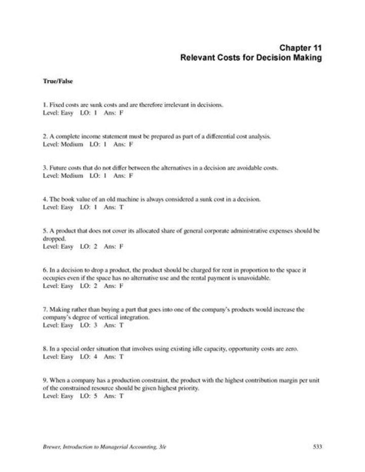 Relevant Costs for Decision Making: Essential PDF Answers
