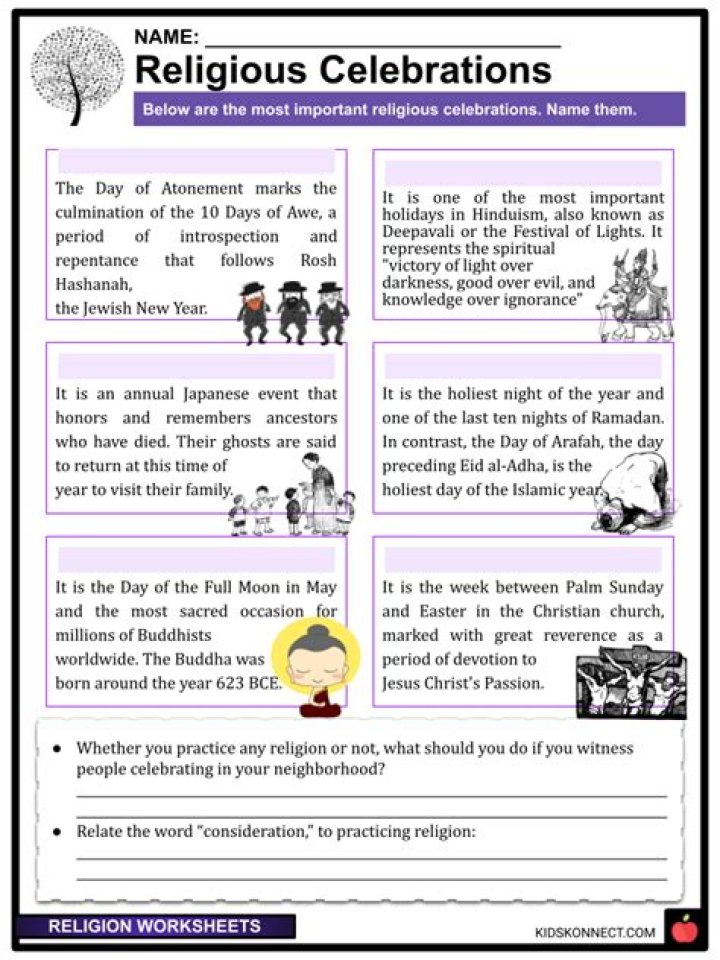 Free Religion Worksheets PDF for Students and Teachers