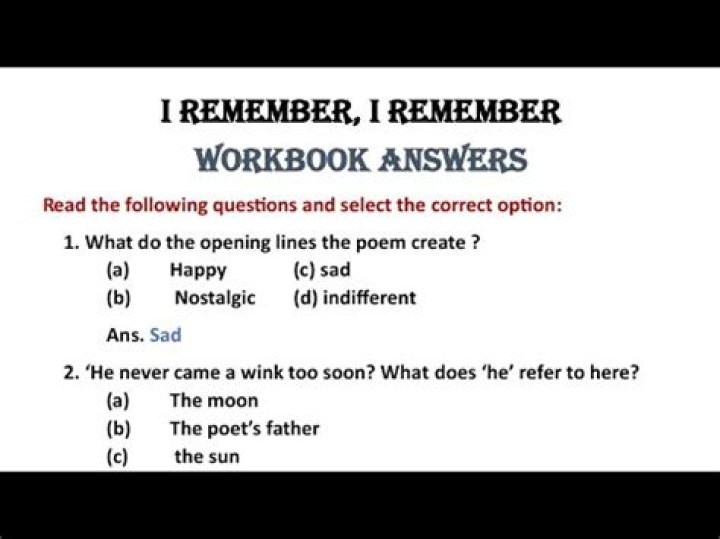 Remember Poem Questions & Answers PDF Download
