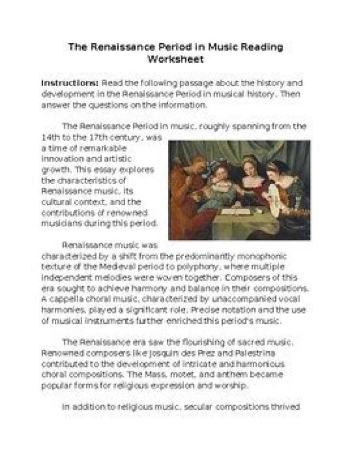 Free Renaissance Music Worksheet PDF – Perfect for Students & Educators
