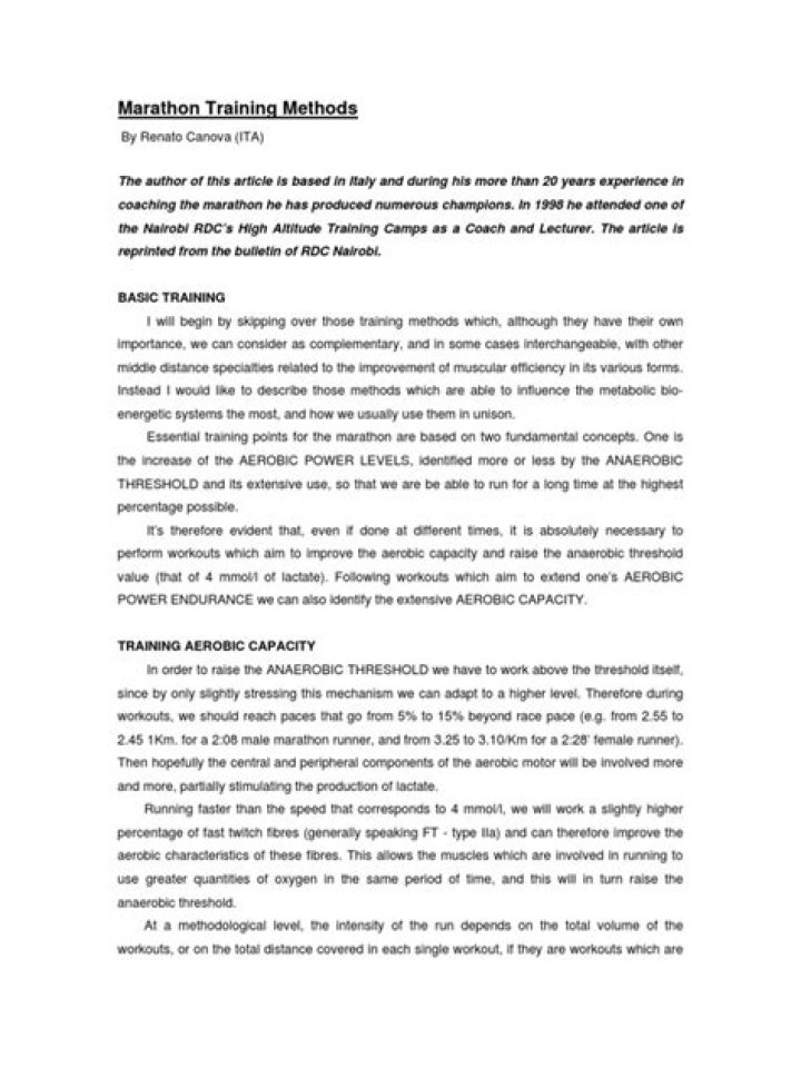 Renato Canova’s Official Marathon Training Plan PDF – Master the Race