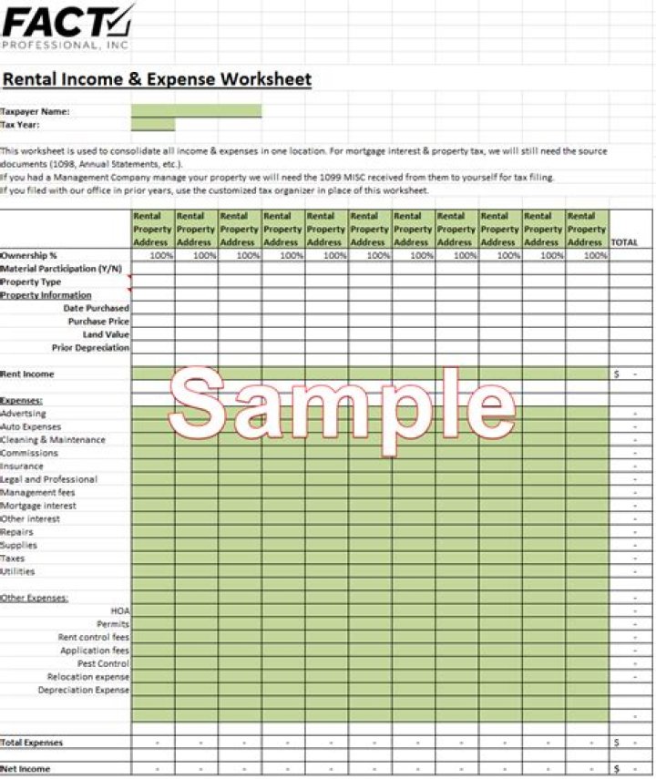 Free Rental Income and Expense Worksheet PDF for Easy Tax Tracking