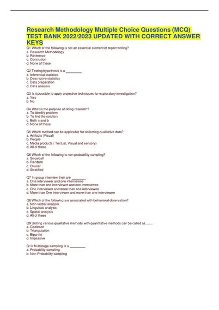 Master Research Methodology: Multiple Choice Questions PDF for Students