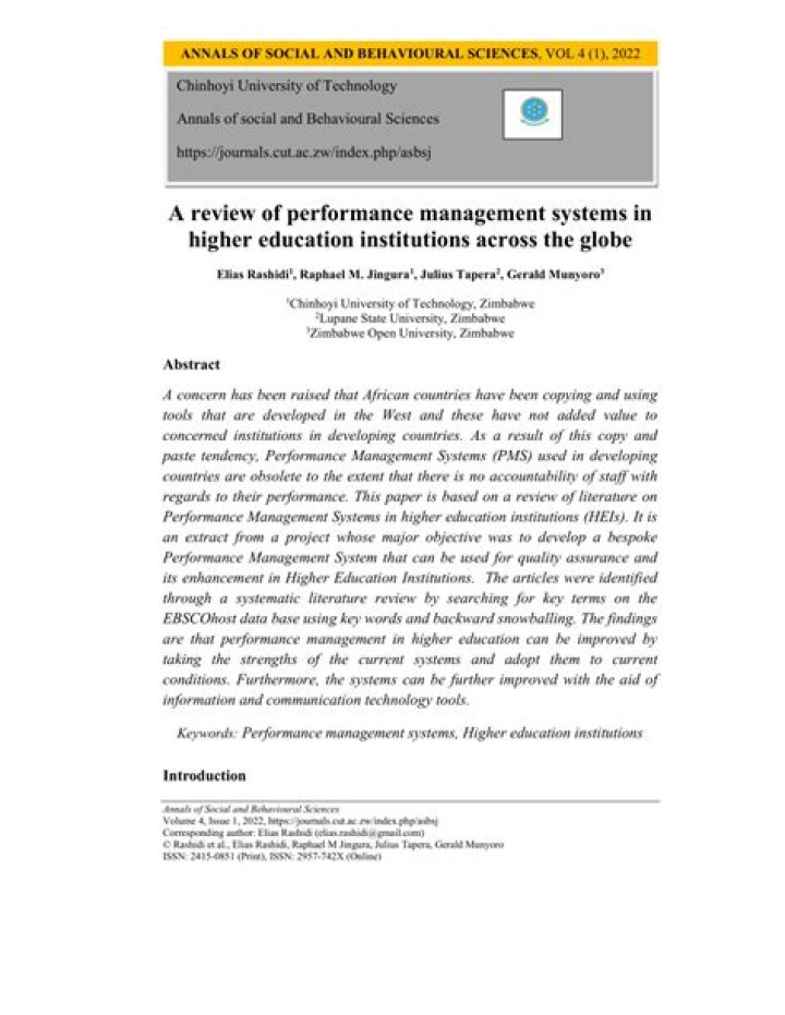 Research Paper on Performance Management System: PDF Download