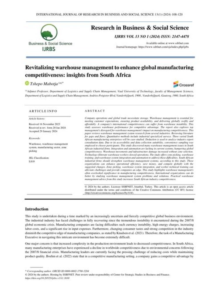 Research Paper on Warehouse Management PDF: Optimizing Supply Chain Efficiency