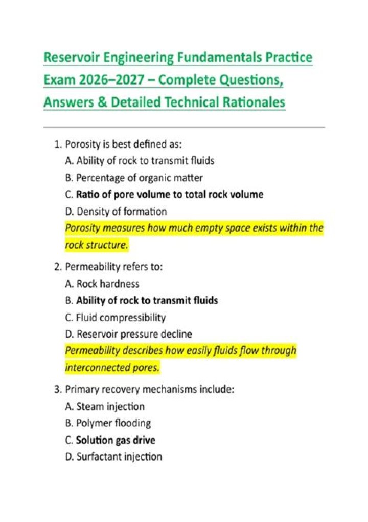Reservoir Engineering Q&A PDF: Essential Questions & Answers