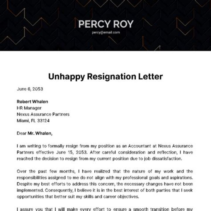 Resignation Letter Due to Unhappiness with Management – Download Unbiased PDF