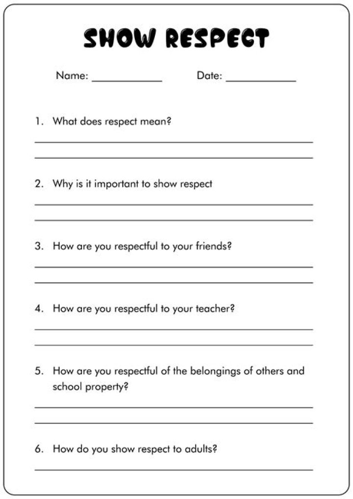 Respect Worksheets for Middle School PDF – Build Empathy & Responsibility