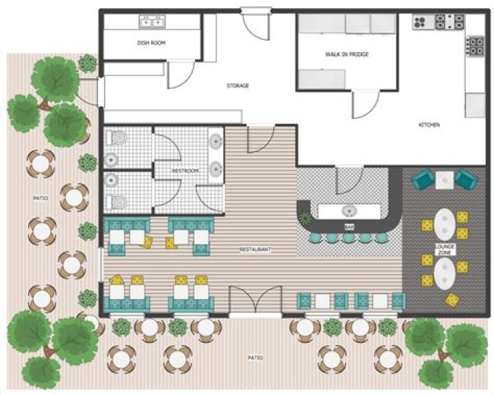 Download Restaurant Floor Plan with Dimensions PDF