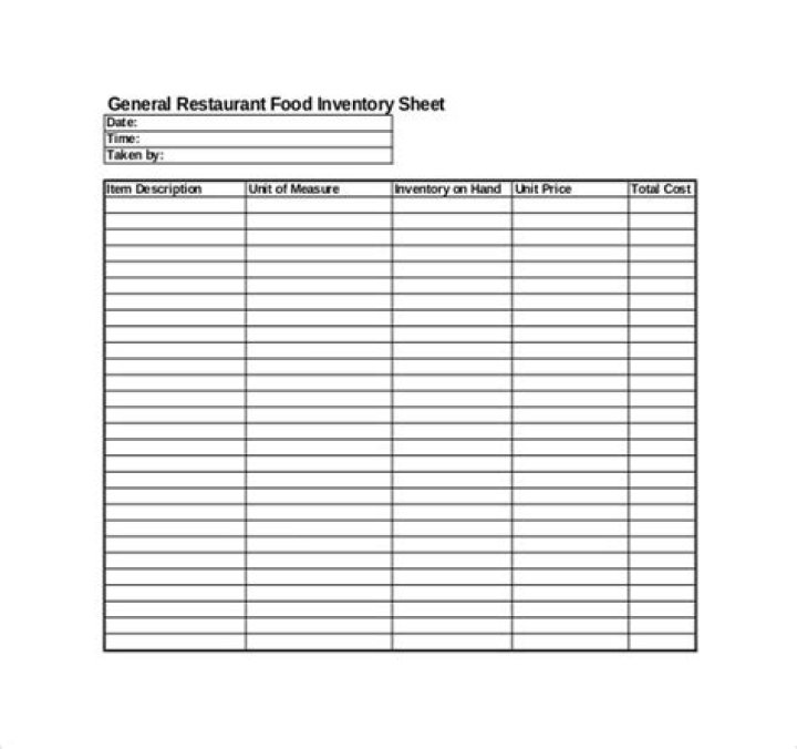 Free Restaurant Inventory Sheet PDF for Easy Restaurant Management