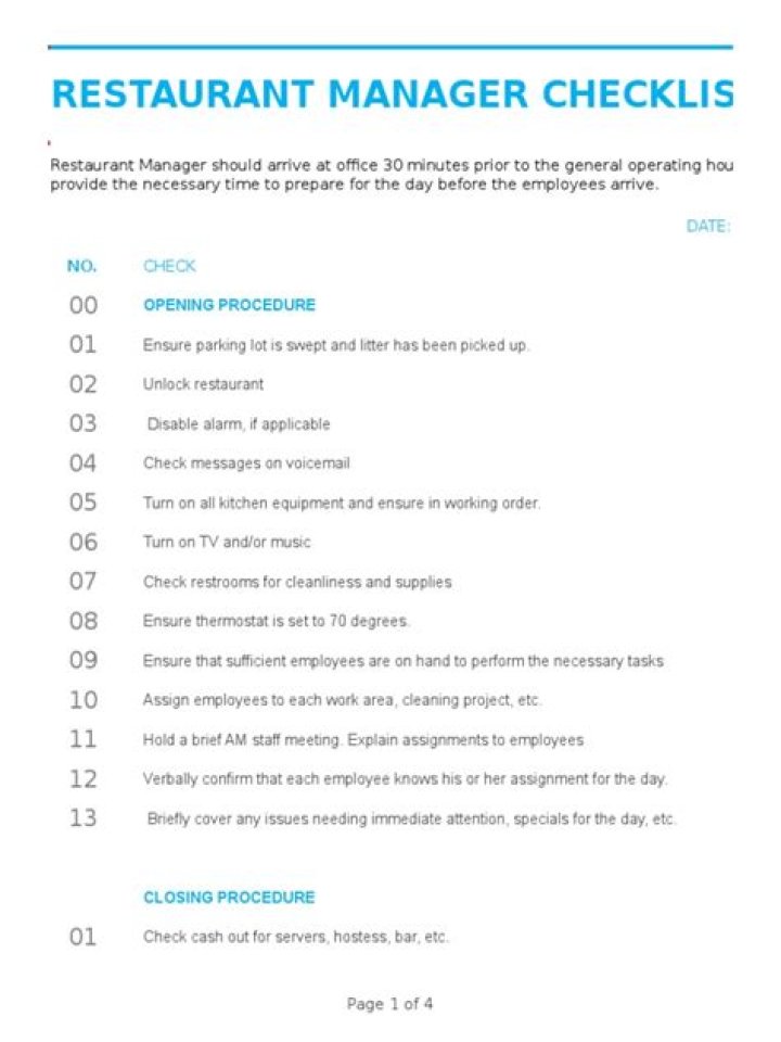 Essential Restaurant Manager Checklist PDF – Boost Your Operations