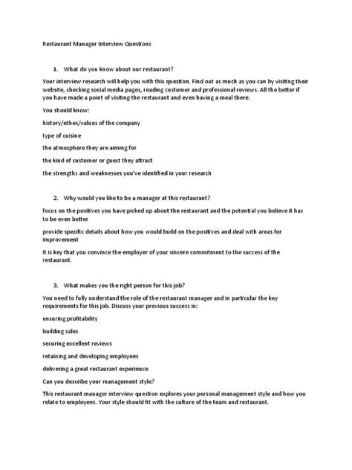 Top Restaurant Manager Interview Questions PDF for Hiring Success