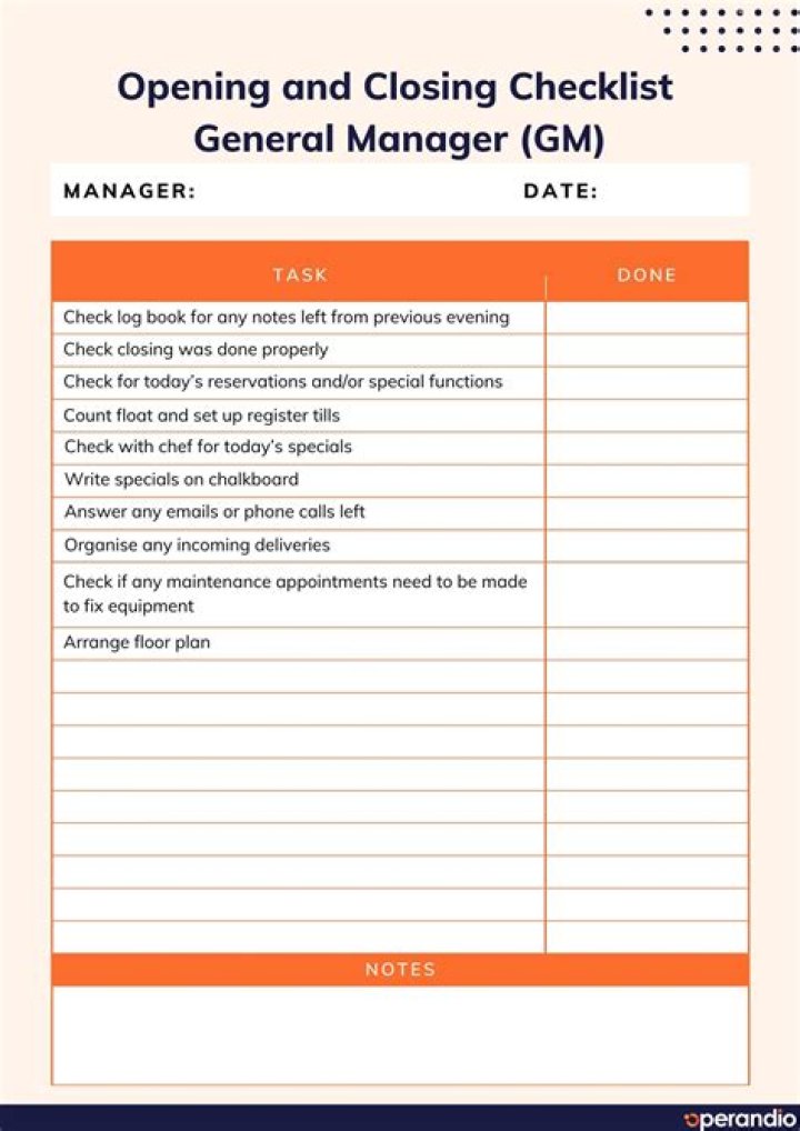 Restaurant Manager Opening & Closing Checklist PDF – Complete Guide