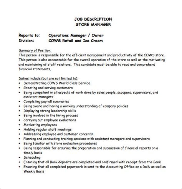 Retail Store Manager Job Description PDF – Full Template & Guide