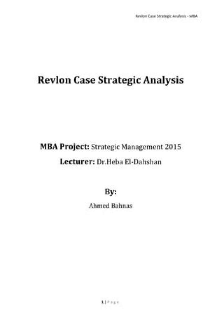 Revlon Case Study: Strategic Management Insights PDF Analysis
