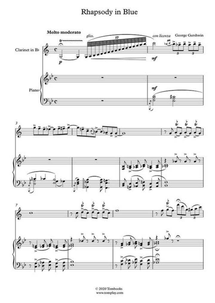 Free Rhapsody in Blue Clarinet Sheet Music PDF Download