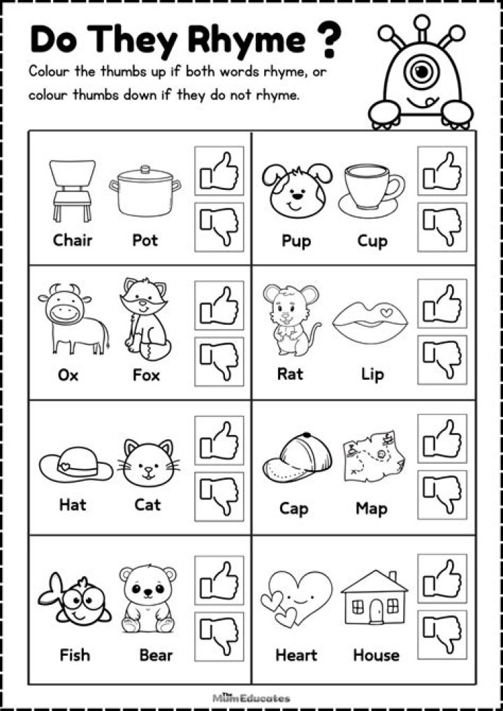 Rhyming Worksheets PDF for Free Download