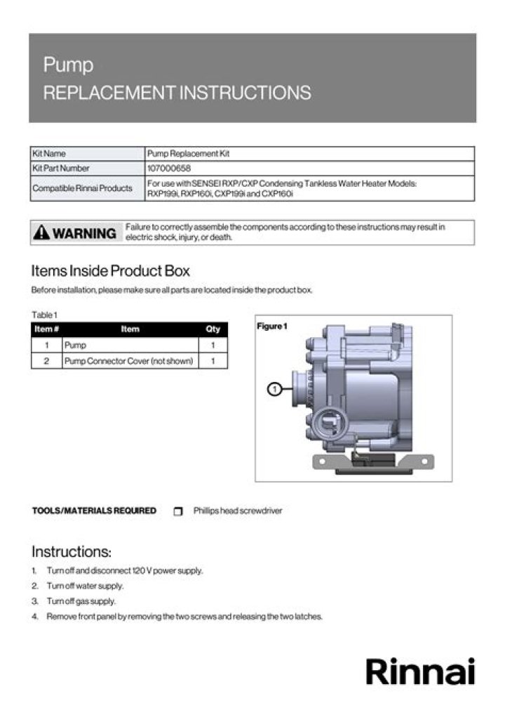 Rinnai CU199IN Parts List PDF – Complete Repair Guide