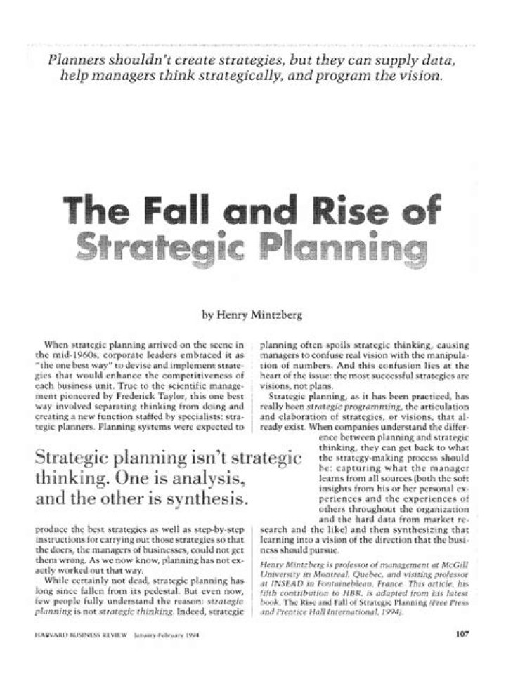 Rise and Fall of Strategic Planning: A Strategic PDF Guide