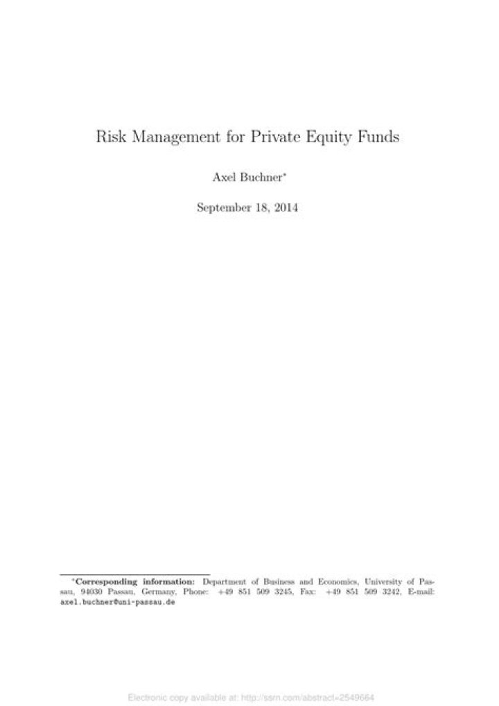 Risk Management for Private Equity Funds: Essential PDF Guide