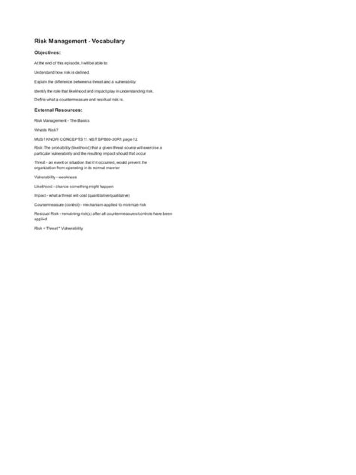 Essential Risk Management Vocabulary PDF: Key Terms & Definitions
