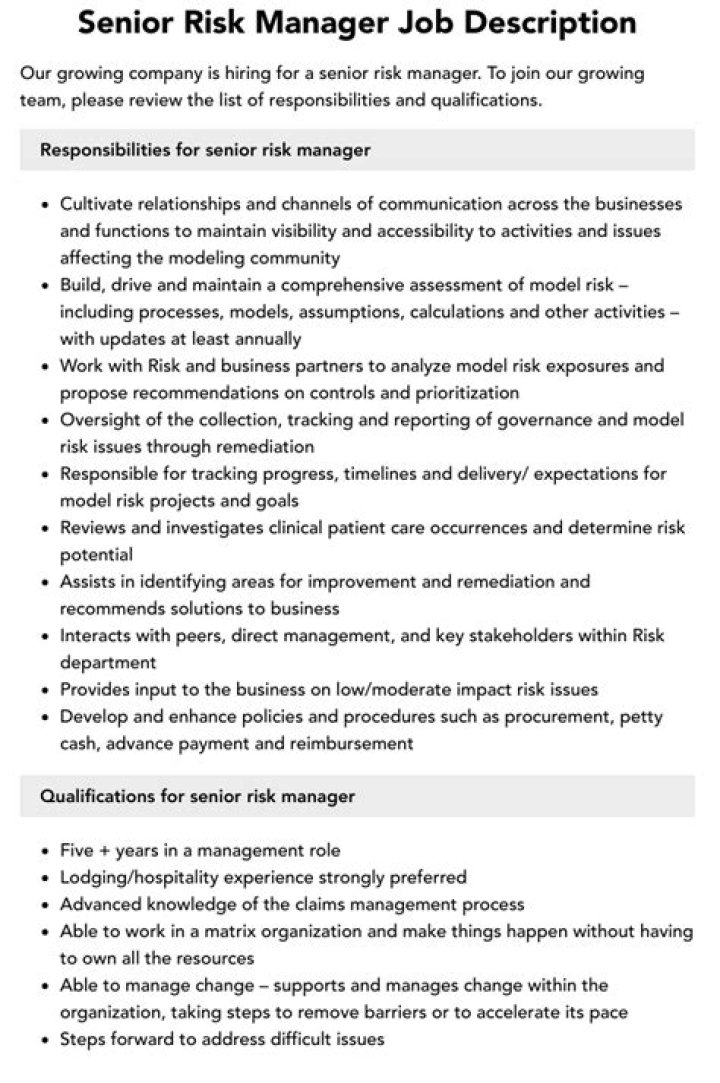 Risk Manager Job Description PDF: Full Guide & Requirements