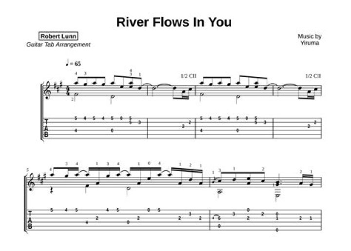 Learn to Play Guitar with River Flows Sheet Music PDF