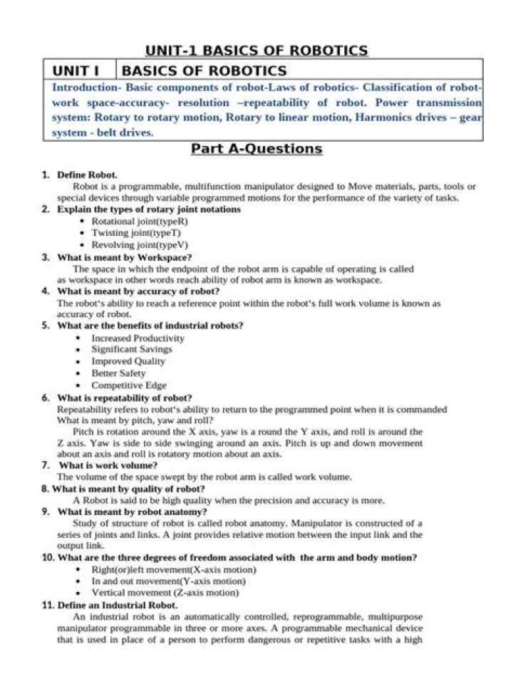 Robotics Questions and Answers PDF – Expert Guide & Answers