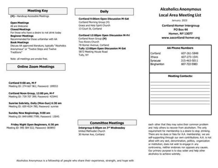 Rochester AA Meeting List PDF – Download Complete Agenda & Minutes