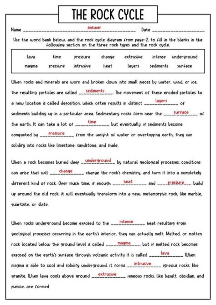Rock Classification Worksheet PDF – Free Printable Study Tool