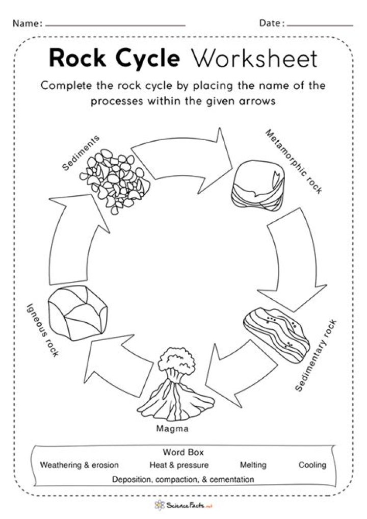Rock Cycle PDF Worksheet for Geology Students