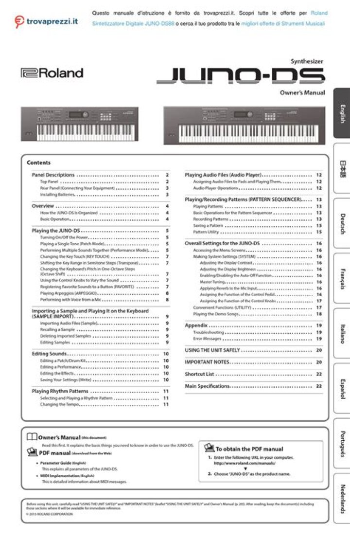 Roland Juno DS Sound List PDF – Essential Patch & Tone Guide