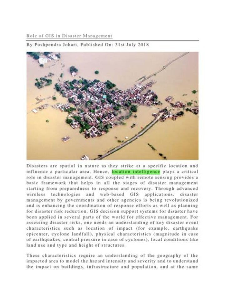 The Critical Role of GIS in Disaster Management: Insights from Expert PDFs
