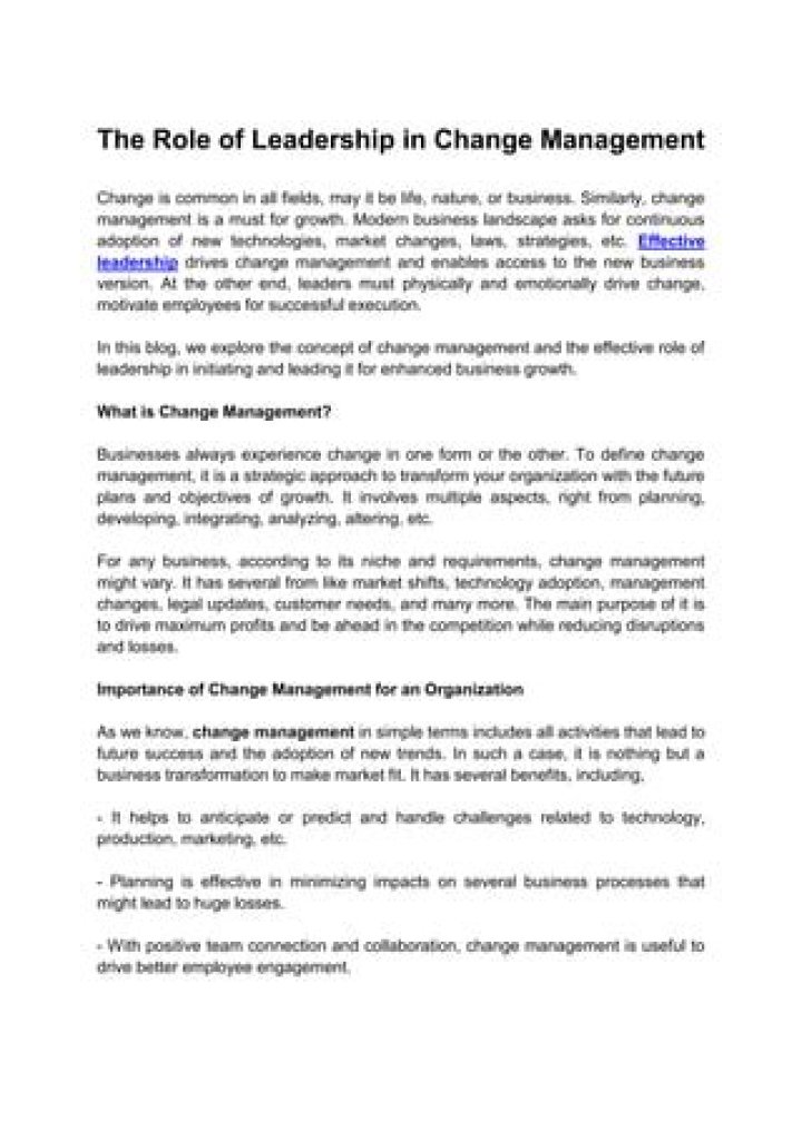 The Critical Role of Leadership in Effective Change Management