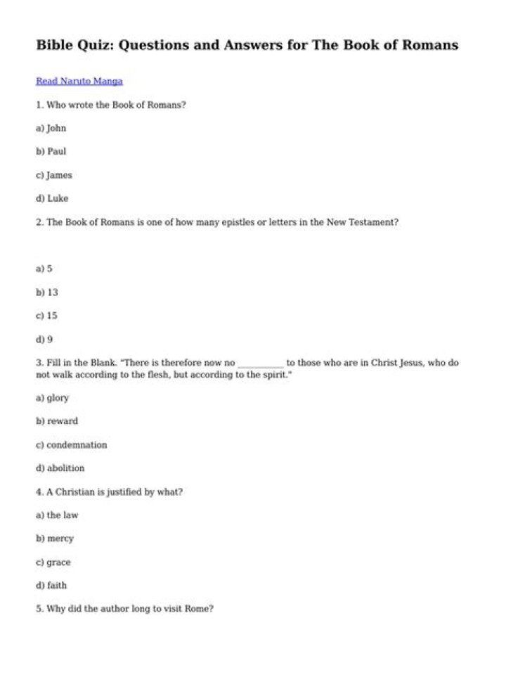 Romans Bible Quiz Questions and Answers PDF in Tamil