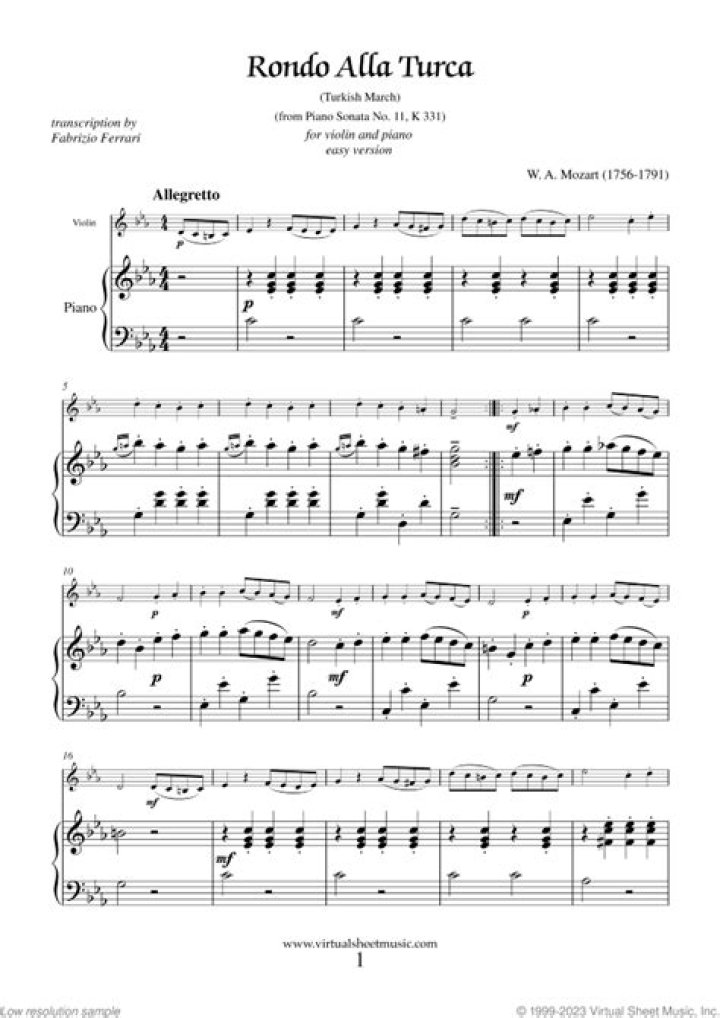Rondo alla Turca Sheet Music Free PDF – Download Now